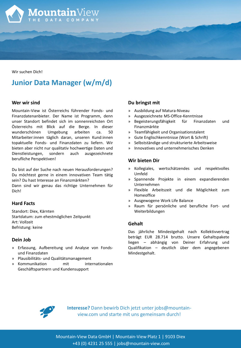Junior Data Manager (w/m/d)