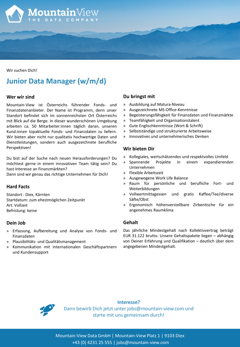 Junior Data Manager (w/m/d)