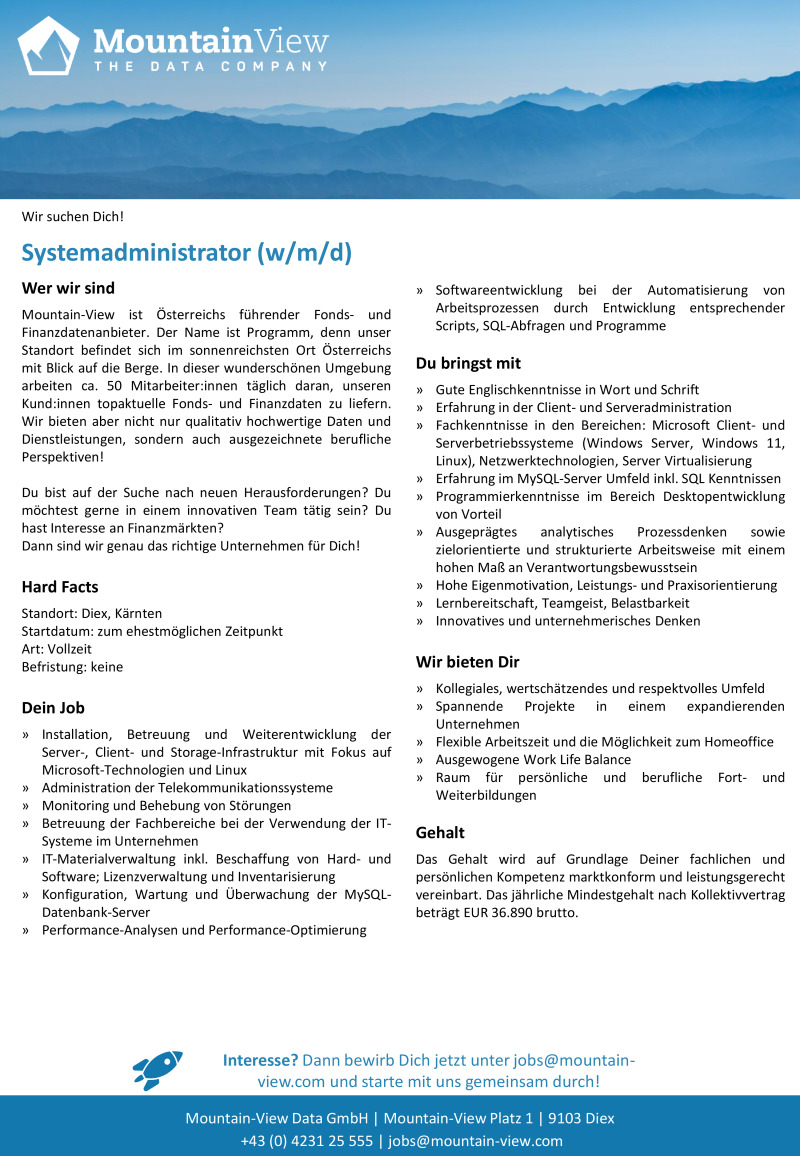 Systemadministrator (w/m/d)